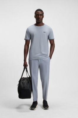 Tapered-fit trousers in water-repellent stretch fabric, Grey