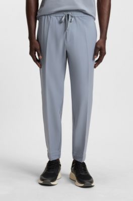 Pantaloni con fit affusolato in tessuto elasticizzato idrorepellente, Grigio