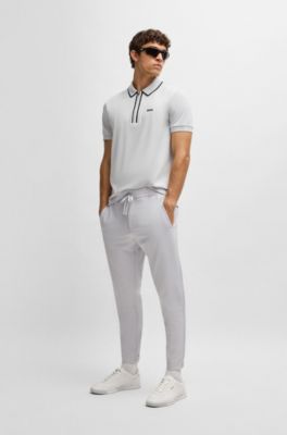 Tapered-fit trousers in water-repellent stretch fabric, Light Grey