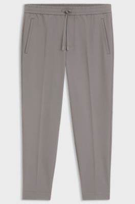 Pantalon Tapered en tissu stretch d&eacute;perlant, Gris sombre