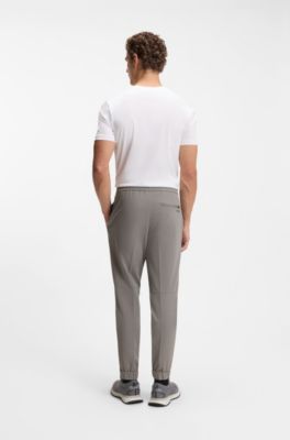 Pantaloni con fit affusolato in tessuto elasticizzato idrorepellente, Grigio scuro