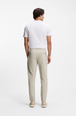 Tapered-fit trousers in water-repellent stretch fabric, Light Beige