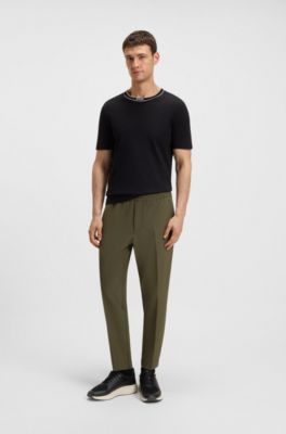 Tapered-fit trousers in water-repellent stretch fabric, Olive