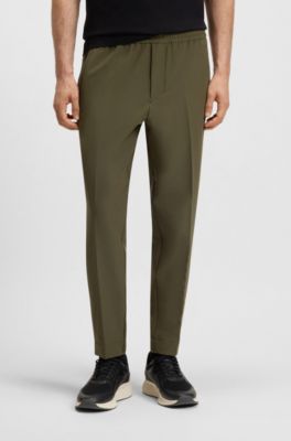 Tapered-fit trousers in water-repellent stretch fabric, Olive