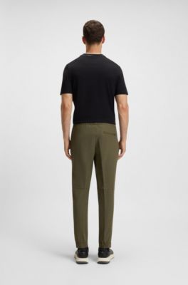 Tapered-fit trousers in water-repellent stretch fabric, Olive