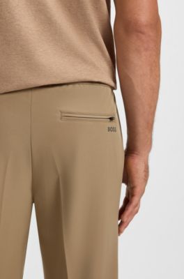 Tapered-fit trousers in water-repellent stretch fabric, Beige