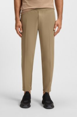 Tapered-fit trousers in water-repellent stretch fabric, Beige