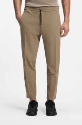 Pantalon Tapered en tissu stretch d&eacute;perlant, Beige