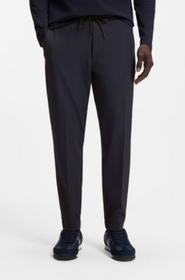 Tapered-fit trousers in water-repellent stretch fabric, Dark Blue