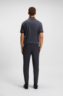 Tapered-fit trousers in water-repellent stretch fabric, Dark Blue