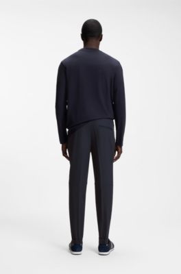 Tapered-fit trousers in water-repellent stretch fabric, Dark Blue