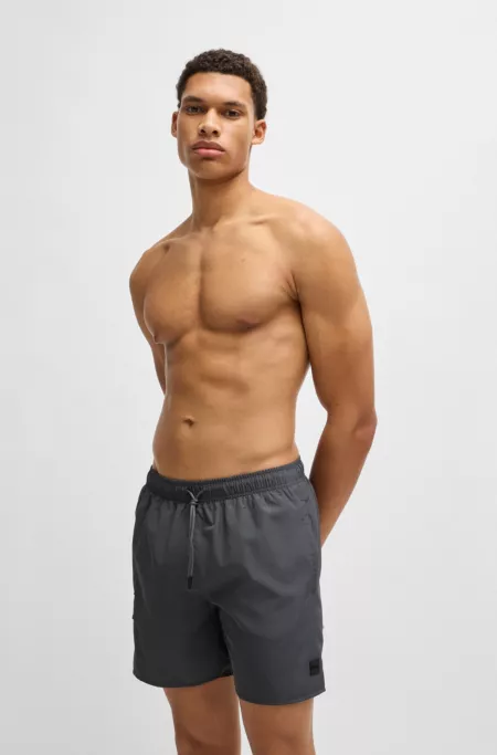 Cargo-pocket swim shorts with logo badge