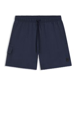 Cargo-pocket swim shorts with logo badge
