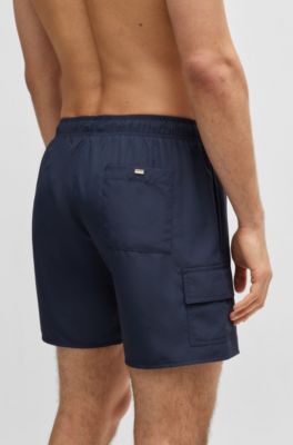 Zwemshort met cargozak en logopatch, Donkerblauw