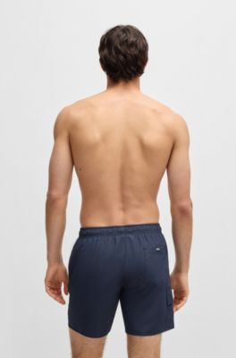 Zwemshort met cargozak en logopatch, Donkerblauw