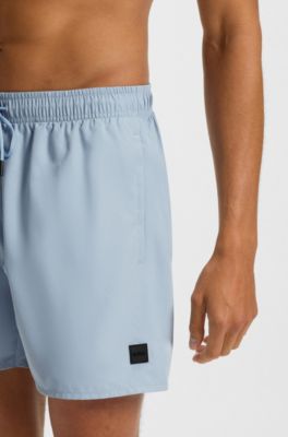 Cargo-pocket swim shorts with logo badge, Light Blue
