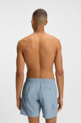Zwemshort met cargozak en logopatch, Lichtblauw