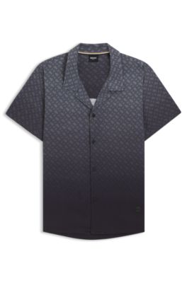 Regular-fit shirt with degrad&eacute; monogram print, Dark Grey
