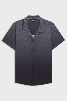 Regular-Fit Hemd mit Monogramm-Print im D&eacute;grad&eacute;-Stil, Dunkelgrau