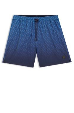 Logo-badge swim shorts with degradé monogram print