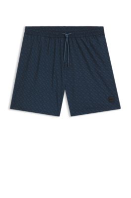 Badeshorts mit Logo-Aufn&auml;her und Monogramm-Print im D&eacute;grad&eacute;-Stil, Blau