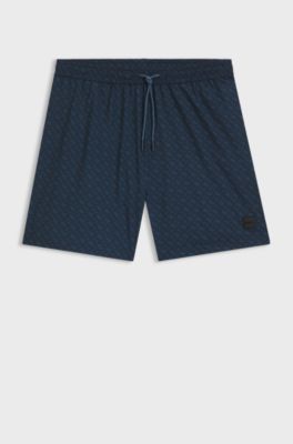 Logo-badge swim shorts with degrad&eacute; monogram print, Blue