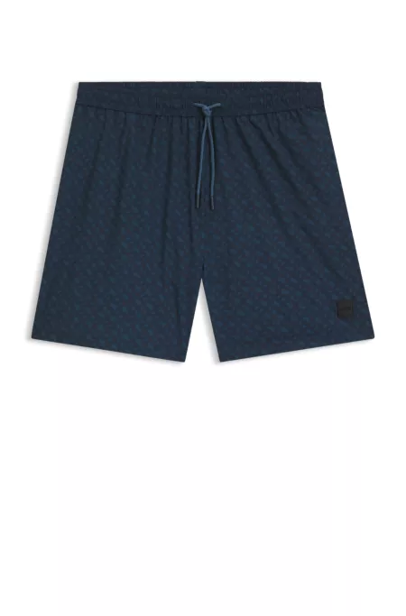 Short de bain à badge logoté et imprimé monogramme effet dégradé