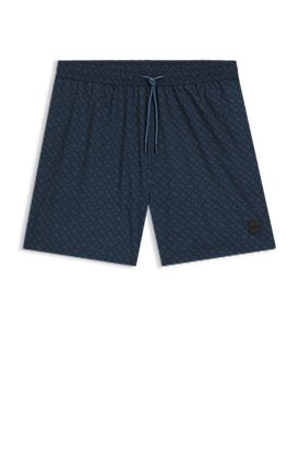 Logo-badge swim shorts with degradé monogram print