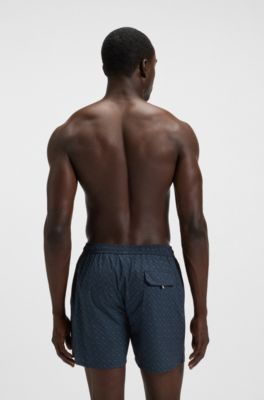 Badeshorts mit Logo-Aufn&auml;her und Monogramm-Print im D&eacute;grad&eacute;-Stil, Blau