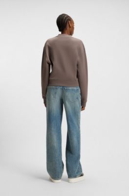 Sweatshirt van katoenen sweatstof met logopatch, Bruin