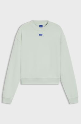 Sweat en molleton de coton avec &eacute;tiquette logot&eacute;e, Chaux