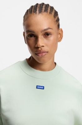 Sweat en molleton de coton avec &eacute;tiquette logot&eacute;e, Chaux