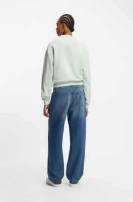 Sweat en molleton de coton avec &eacute;tiquette logot&eacute;e, Chaux
