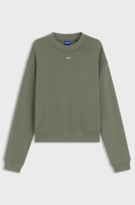 Cotton-terry sweatshirt with logo badge, Green