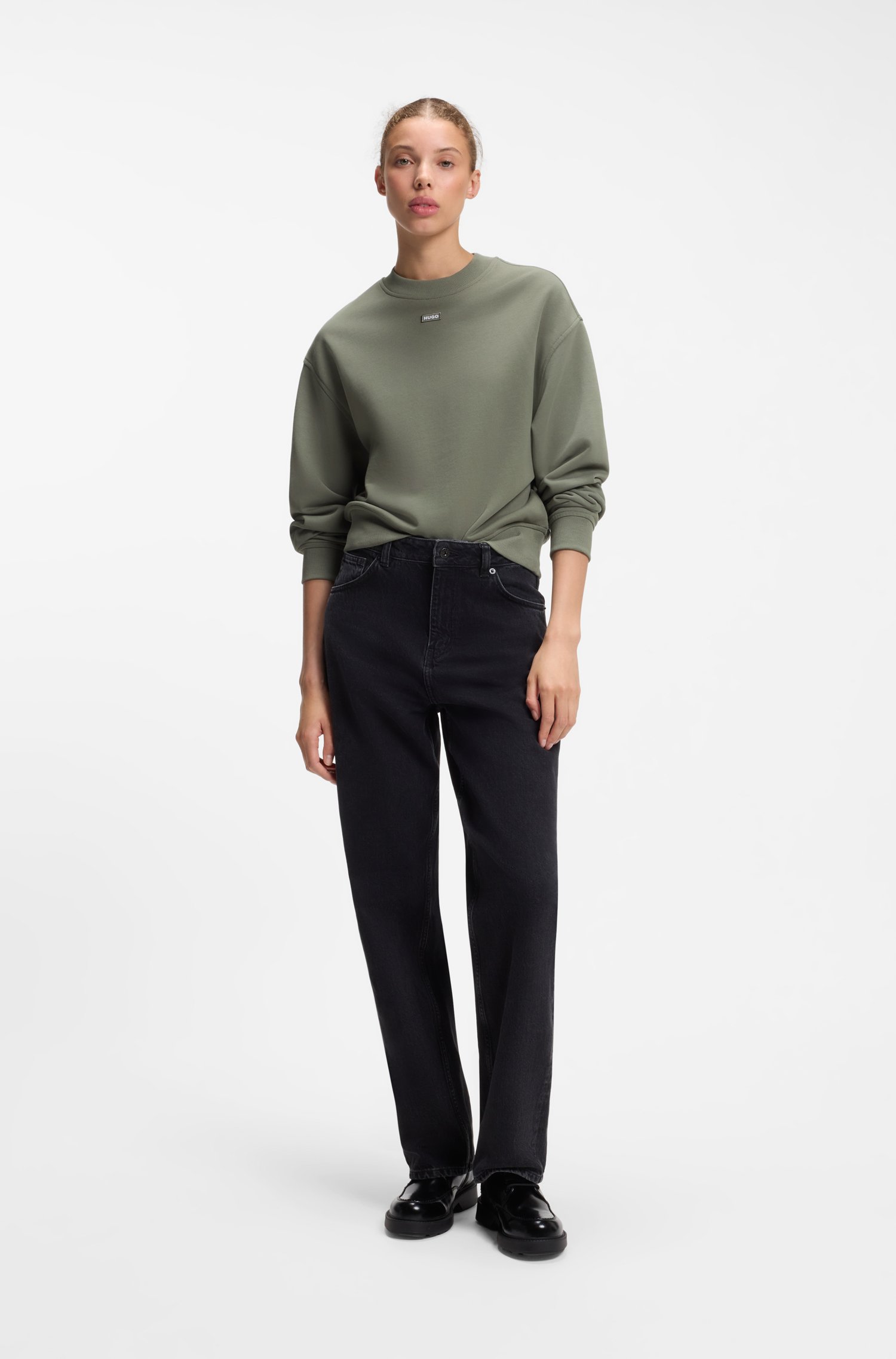 Hugo Cotton-terry sweatshirt with logo badge dam – bild 2