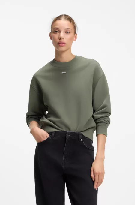 Cotton-terry sweatshirt with logo badge