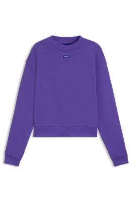 Cotton-terry sweatshirt with logo badge, Purple