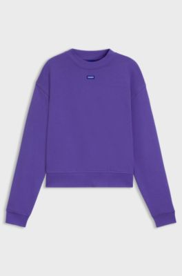 Sweat en molleton de coton avec &eacute;tiquette logot&eacute;e, Lilas