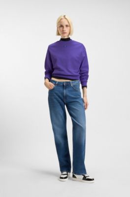 Sweat en molleton de coton avec &eacute;tiquette logot&eacute;e, Lilas