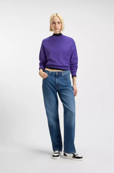 Cotton-terry sweatshirt with blue logo