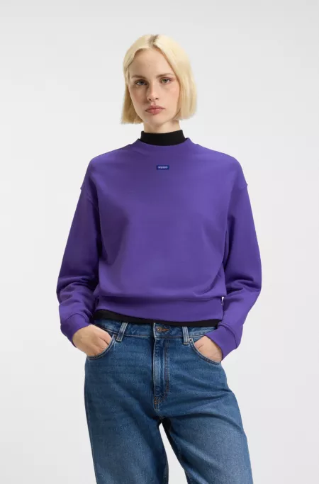 Cotton-terry sweatshirt with blue logo