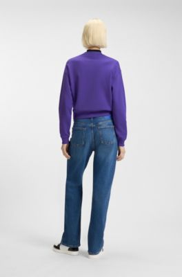 Sweat en molleton de coton avec &eacute;tiquette logot&eacute;e, Lilas