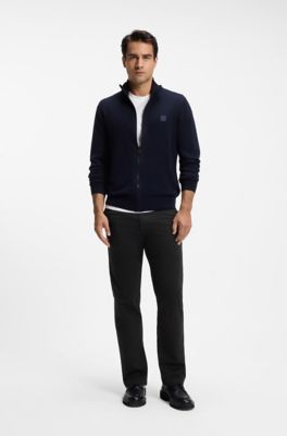 Pantalon Regular en satin de coton stretch, Noir
