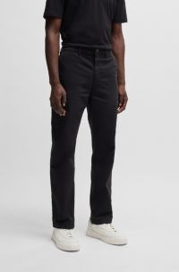 Chino Regular en satin de coton stretch, Noir