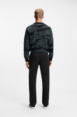 Regular-fit broek van elastisch katoenen satijn, Zwart