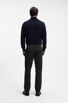 Regular-fit chinos in stretch-cotton satin, Black