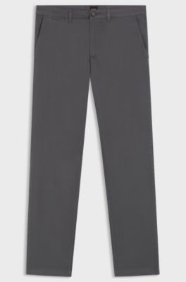 Regular-fit trousers in stretch-cotton satin, Dark Grey