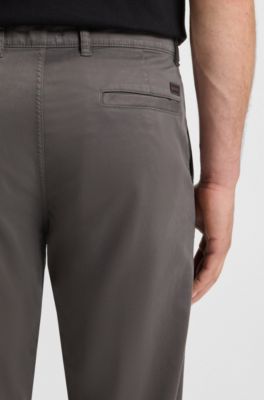 Regular-fit broek van elastisch katoenen satijn, Donkergrijs