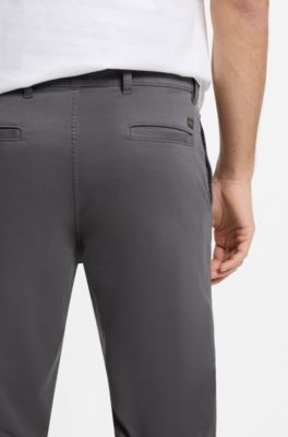 Regular-fit broek van elastisch katoenen satijn, Donkergrijs