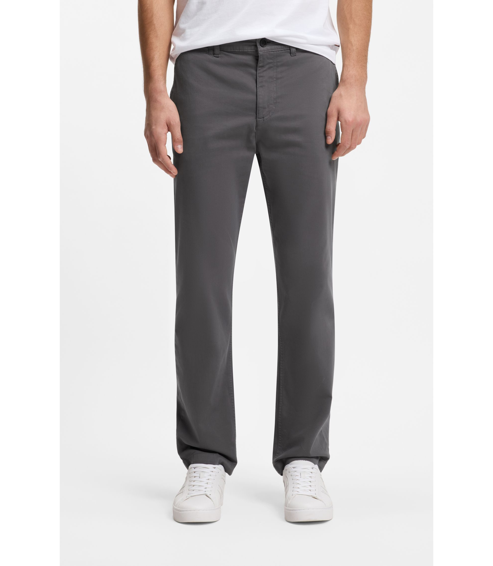 Regular-Fit Hose aus elastischem Baumwoll-Satin